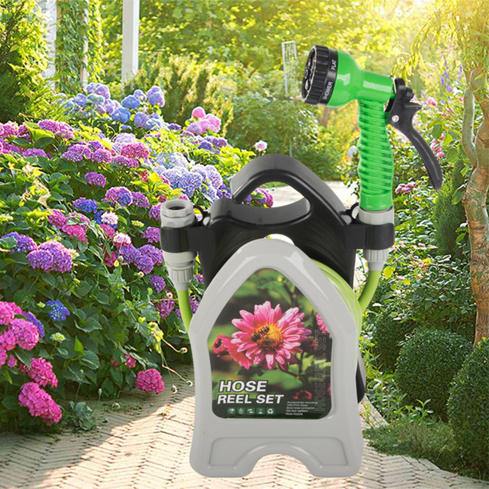 Tubo da Giardino Estensibile con Pistola a Spruzzo e Supporto Avvolgitubo