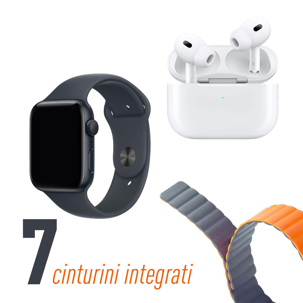 Smartwatch V11 Multifunzionale con Cuffie Bluetooth, 7 Cinturini Intercambiabili