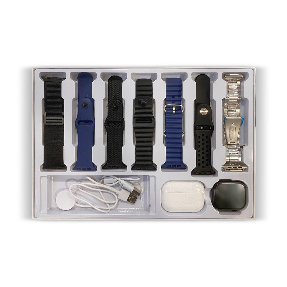 Smartwatch V11 Multifunzionale con Cuffie Bluetooth, 7 Cinturini Intercambiabili