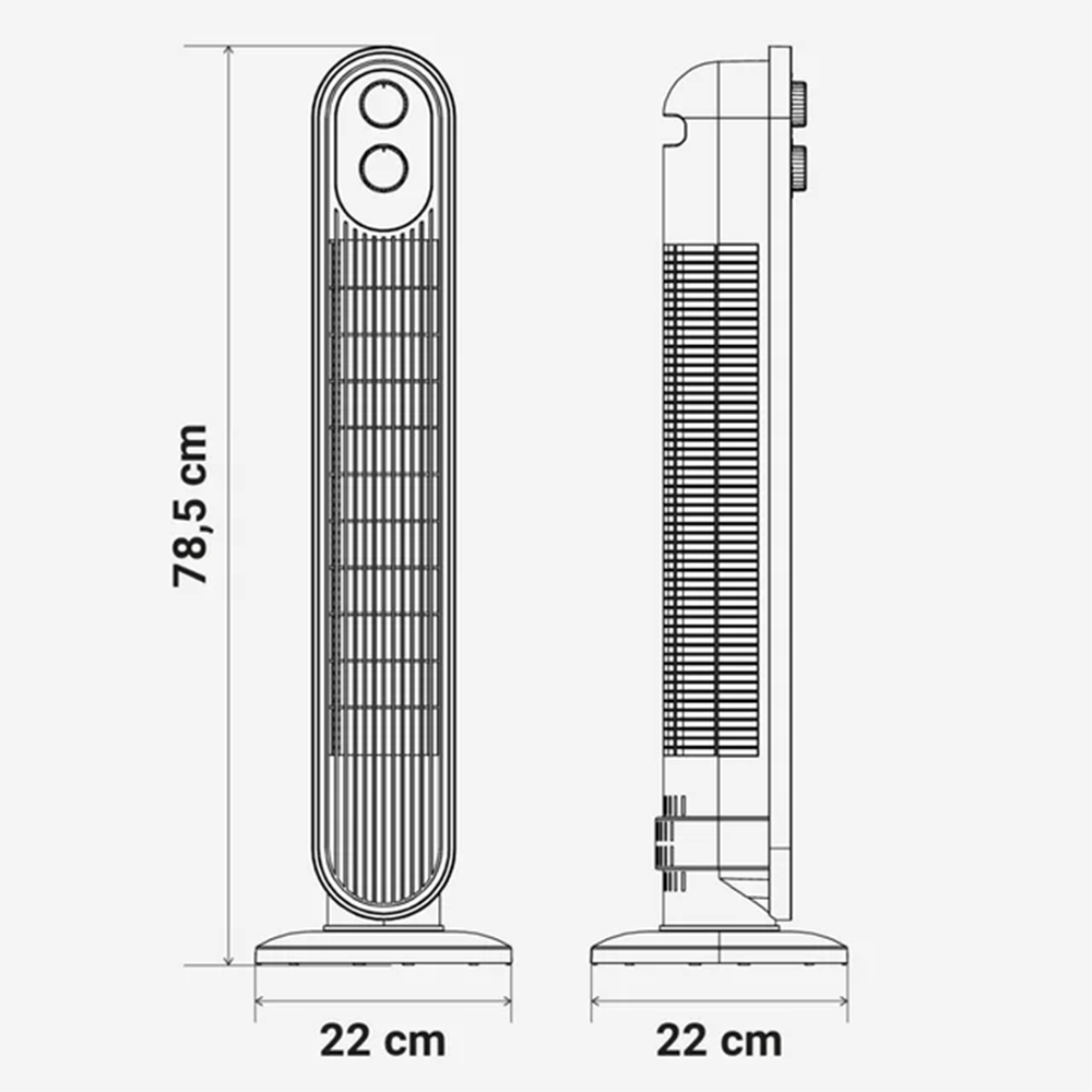 Ventilatore Oscillante a Torre - 3 Velocità con Timer
