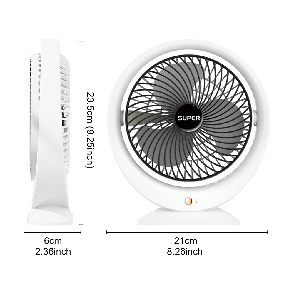 Ventilatore da Tavolo USB – 3 Velocità e Angolo Regolabile 240°