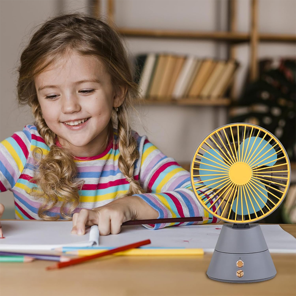 Ventilatore da Tavolo Ricaricabile USB con Luce Notturna – Freschezza Silenziosa e Atmosfera Relax