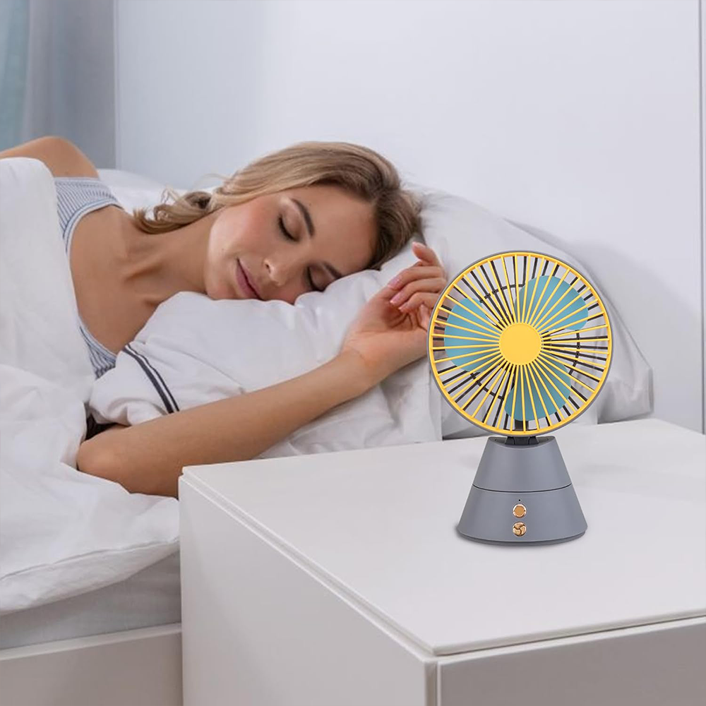 Ventilatore da Tavolo Ricaricabile USB con Luce Notturna – Freschezza Silenziosa e Atmosfera Relax