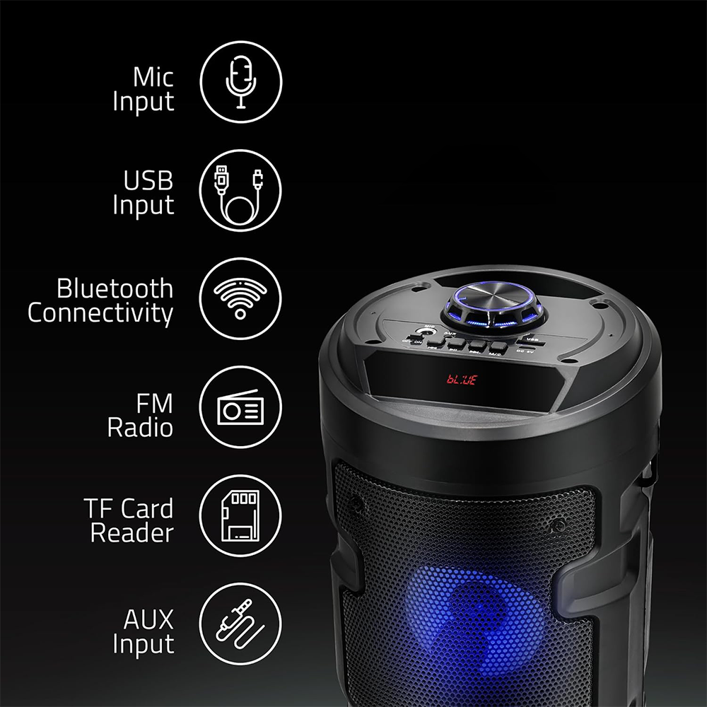 Altoparlante Wireless Bluetooth Stereo Super Bass con LED
