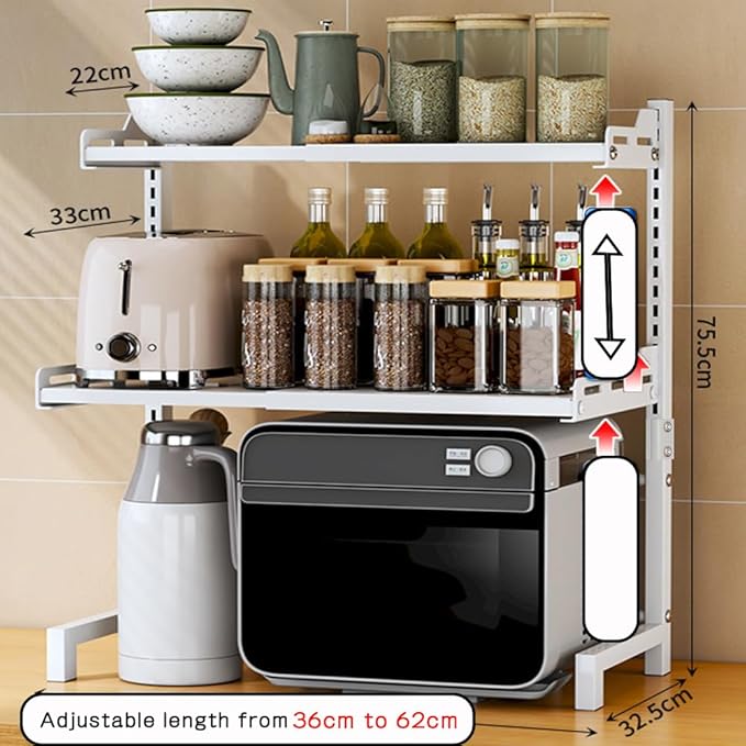 Mensola Cucina Regolabile per Microonde in Acciaio