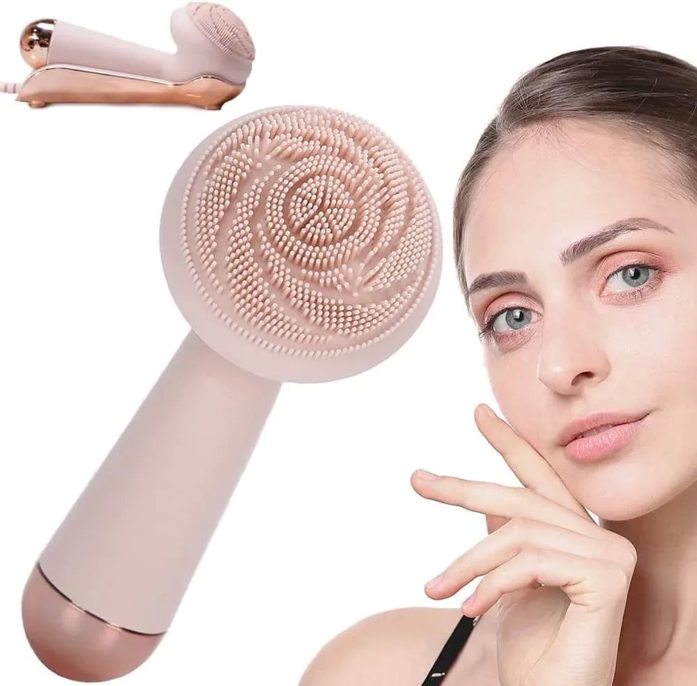 Massaggiatore Pulisci Viso Ricaricabile in Silicone con 2 Modalità
