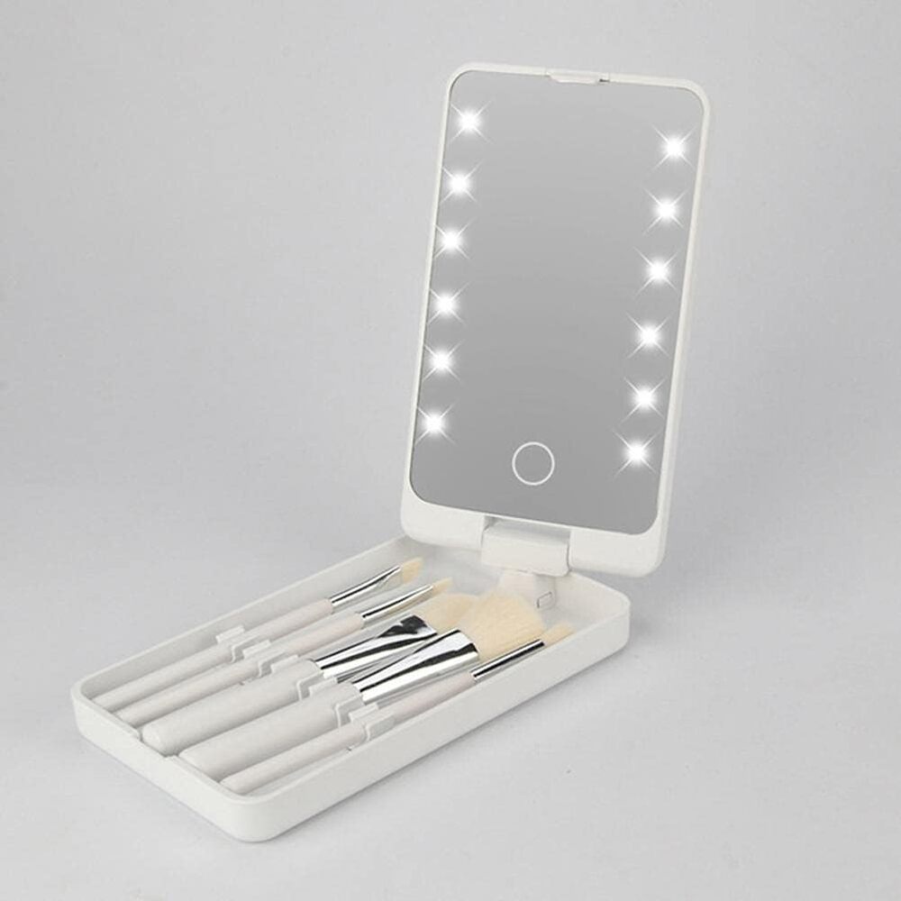 Specchio LED Portatile Beauty Routine con Contenitore