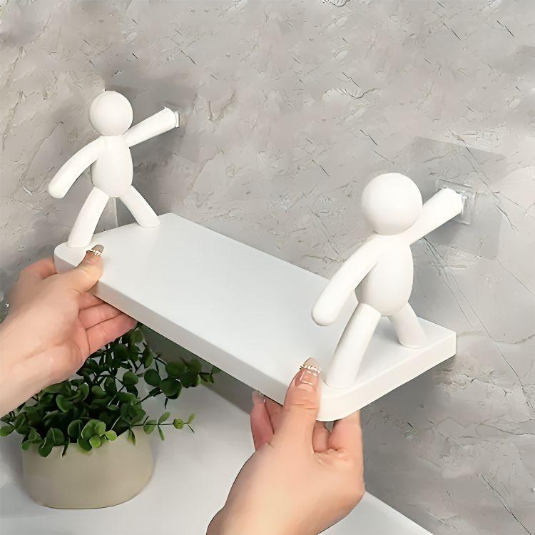 Mensola Adesiva Decorativa con Omini – Supporto Senza Fori