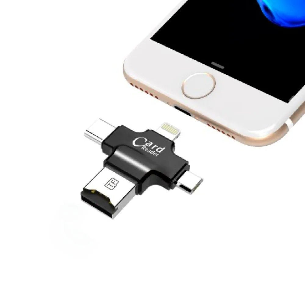 Chiavetta USB 4 in 1 Lightning, Micro USB, USB-A e Type-C per Backup Rapido e Sicuro