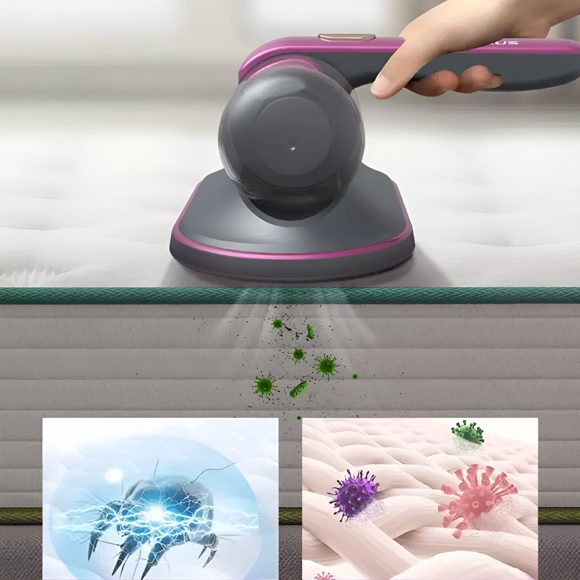 Aspiratore Antiacaro Senza Fili 100W – Pulitore Tessuti e Divani con Batteria Ricaricabile
