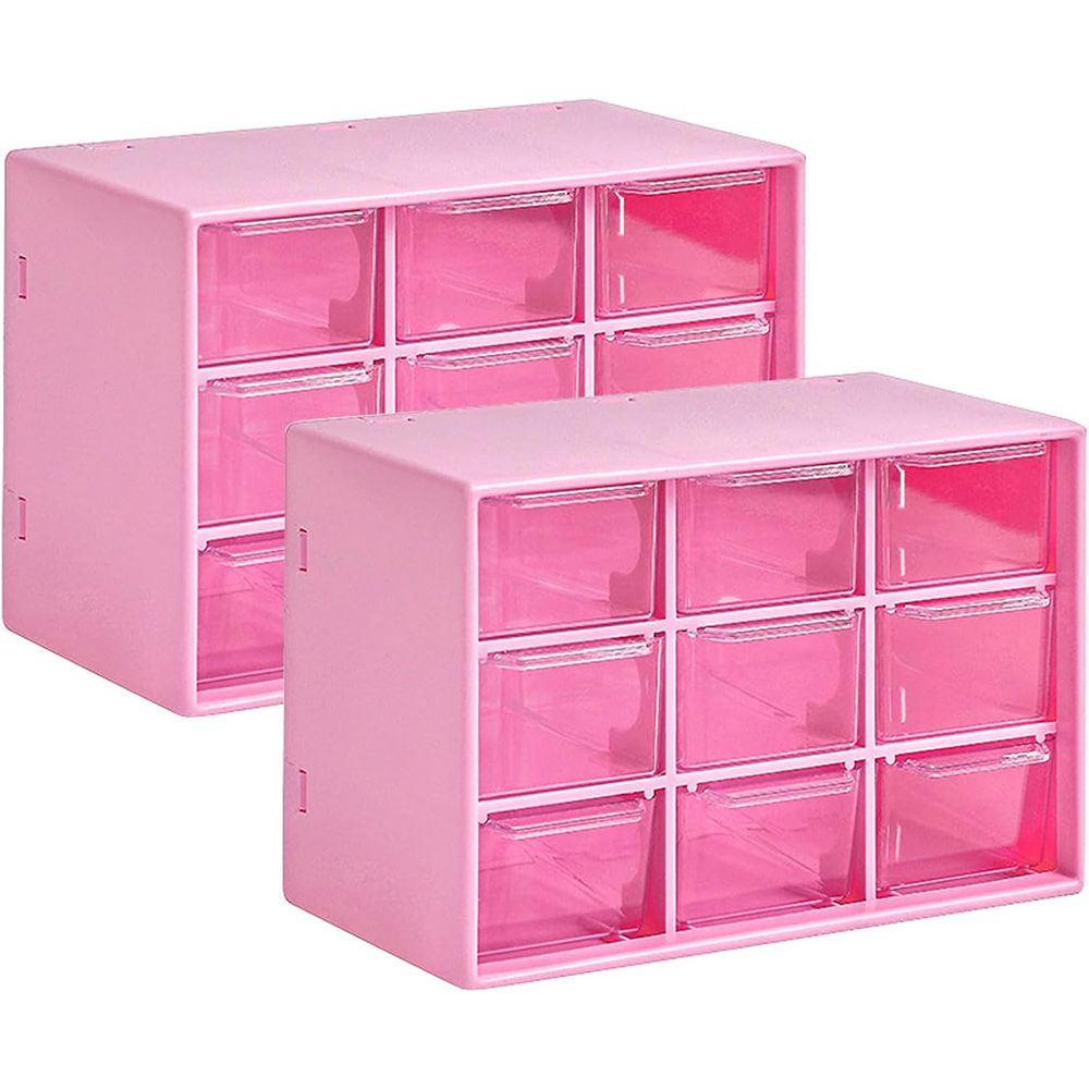 Cassettiera Compatta con 9 Scomparti Trasparenti