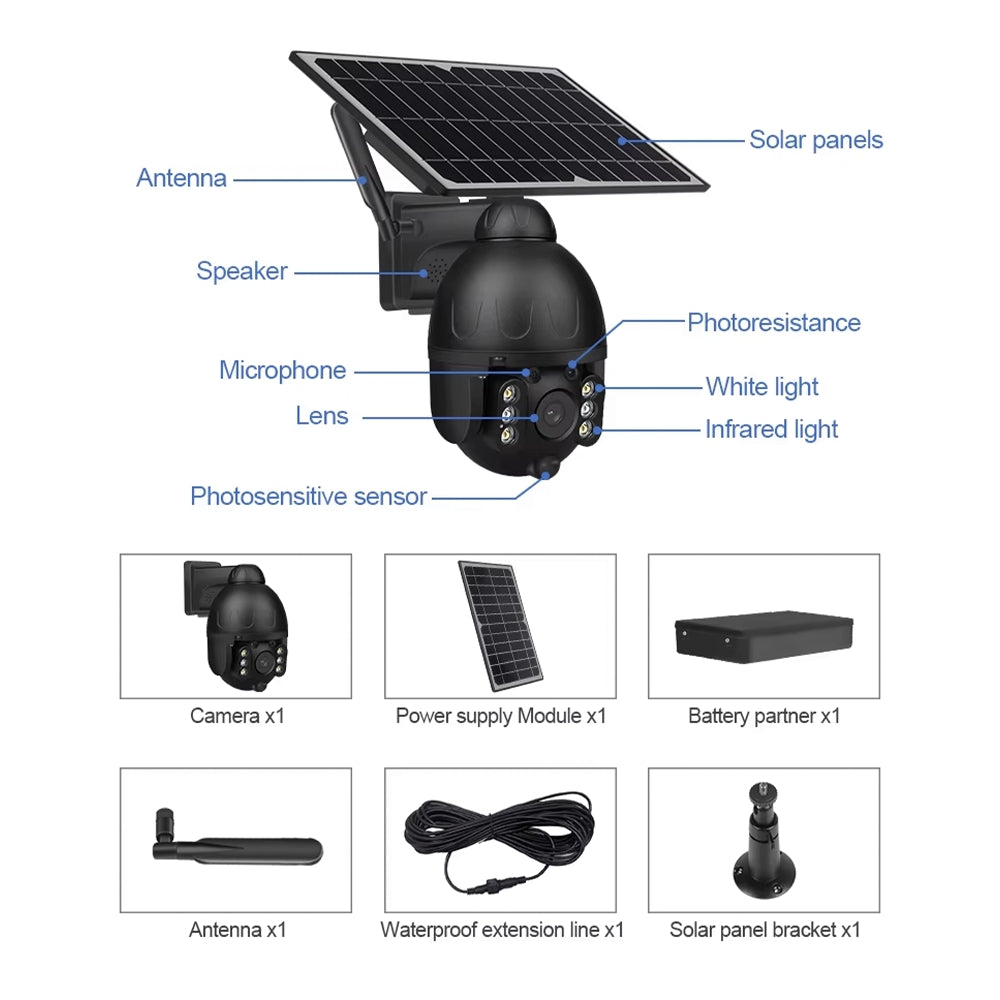 Telecamera Solare WiFi 1080P HD Visione Notturna Colori Sensore PIR Wireless