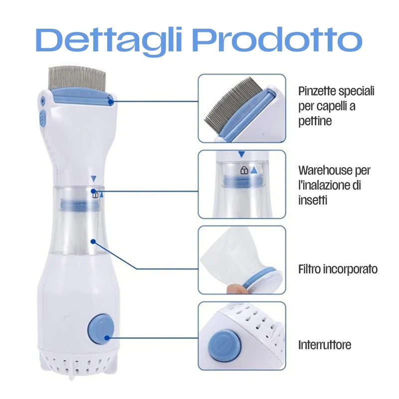 Pettine Elettrico Antipulci e Antipidocchi per la Cura del Pelo dei tuoi Animali