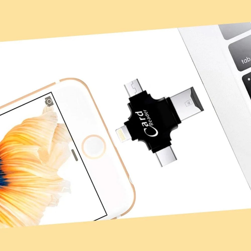 Chiavetta USB 4 in 1 Lightning, Micro USB, USB-A e Type-C per Backup Rapido e Sicuro