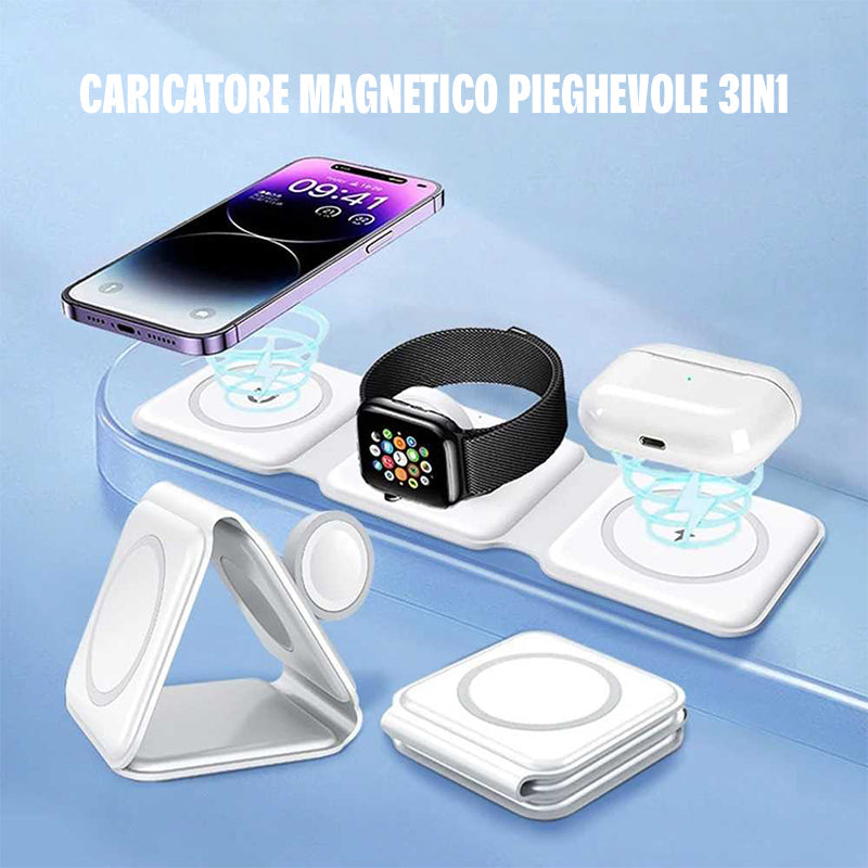Caricatore Wireless Magnetico 3 in 1 Pieghevole