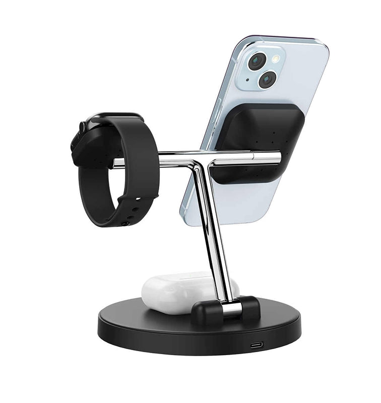 Caricatore Magnetico 3 in 1 15W – Ricarica Rapida Smartphone, Smartwatch e Auricolari