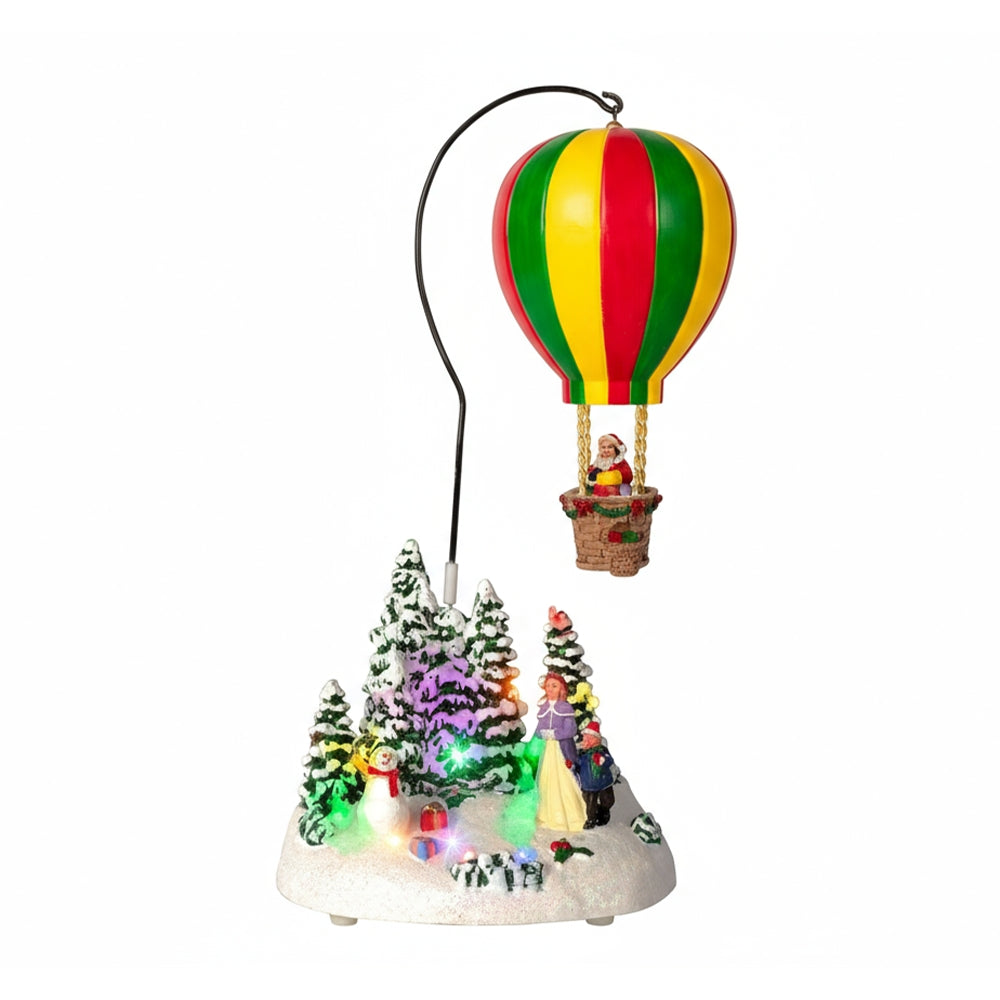 Carillon Natalizio Mongolfiera Luminosa Babbo Natale LED Musicale