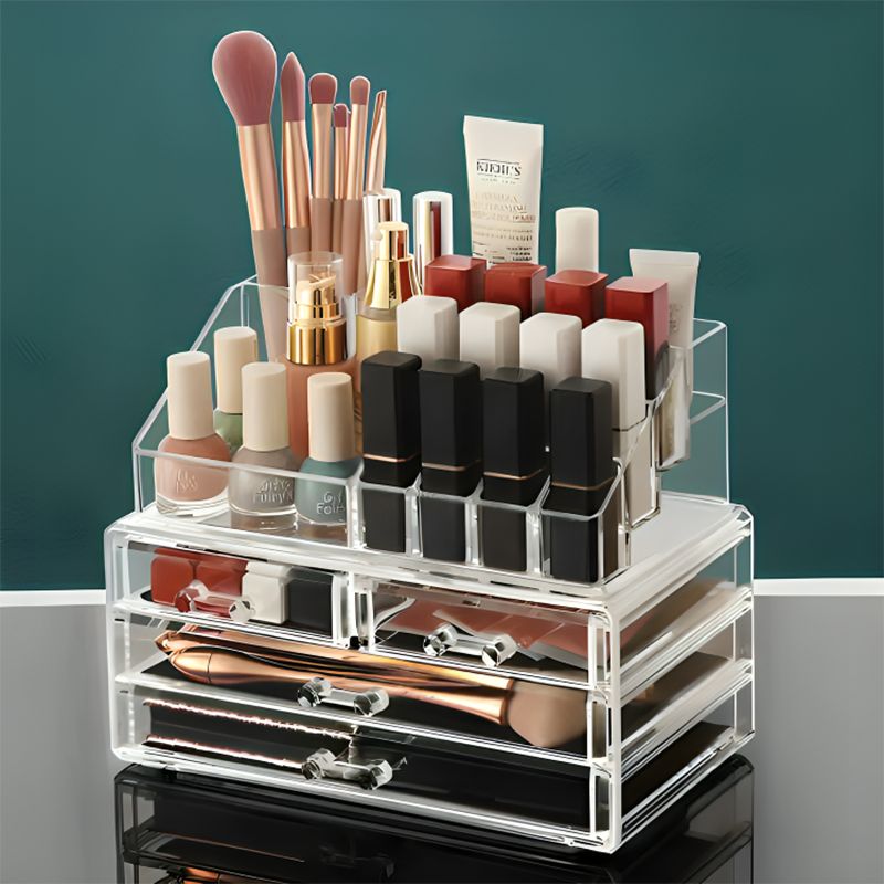 Organizer Trasparente Multiuso con Cassetti Antipolvere – Porta Cosmetici, Gioielli e Accessori