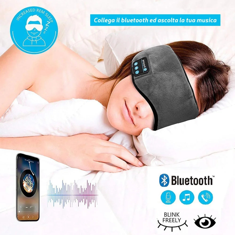Maschera per Dormire con Audio Bluetooth e Blocco Luce