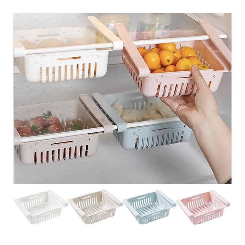 Organizer Frigo 4 Cassetti Regolabili in Plastica Alimentare