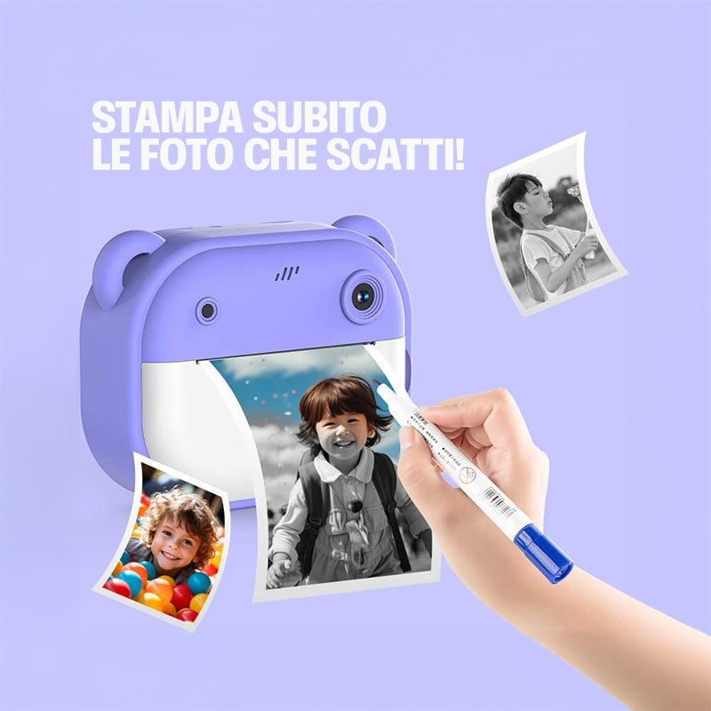 Fotocamera Istantanea per Bambini con Stampa Termica, Video e Giochi Educativi