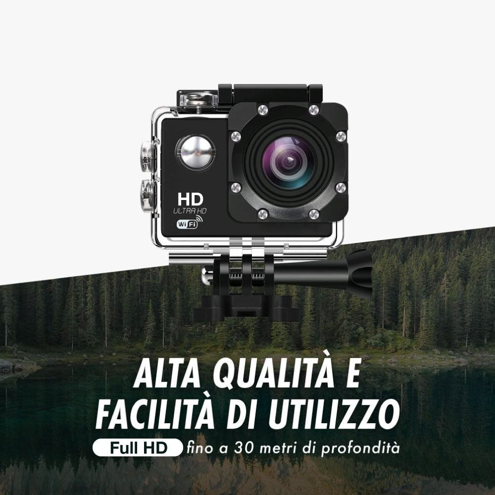 Action Camera Sportiva HD con Schermo Integrato