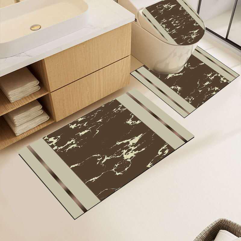 Tappeti Bagno 4 Pezzi Antiscivolo Morbidi Lavabili, Copri Water e Tappetini per WC e Bidet