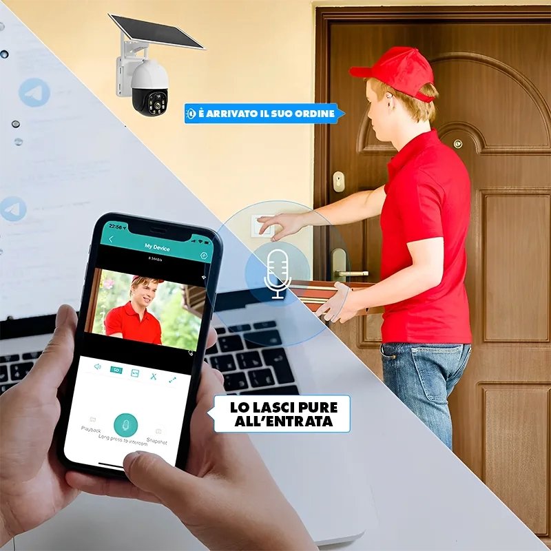 Telecamera di Sicurezza PTZ Outdoor con Connessione 4G e Pannello Solare Integrato
