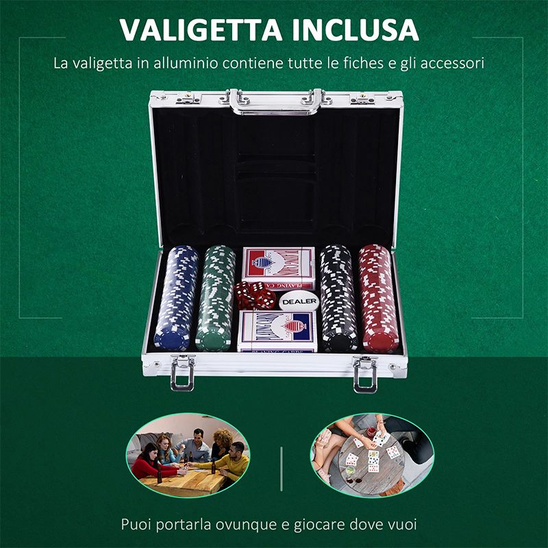 Valigetta Poker Professionale con 200 Fiches e 2 Mazzi di Carte