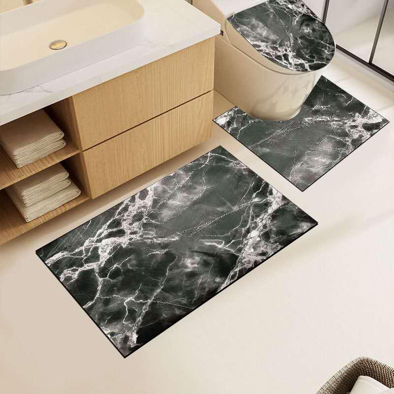 Tappeti Bagno 4 Pezzi Antiscivolo Morbidi Lavabili, Copri Water e Tappetini per WC e Bidet