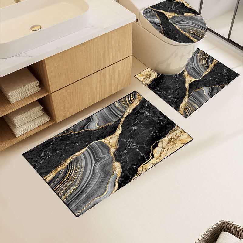 Tappeti Bagno 4 Pezzi Antiscivolo Morbidi Lavabili, Copri Water e Tappetini per WC e Bidet