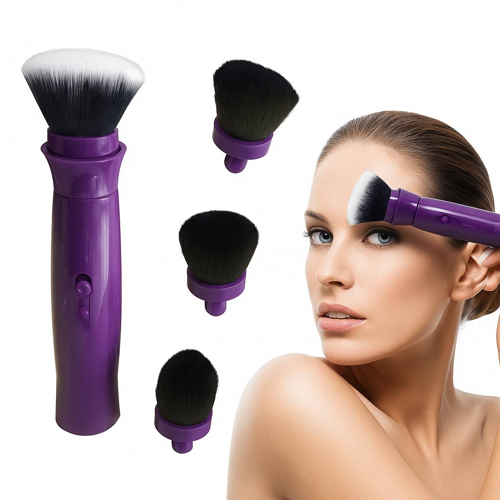 Pennello Trucco Rotante Elettrico con Testine Morbide Intercambiabili