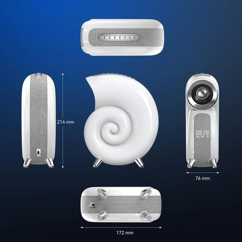 Lampada Notturna LED a Forma di Conchiglia con Altoparlante Bluetooth Sveglia