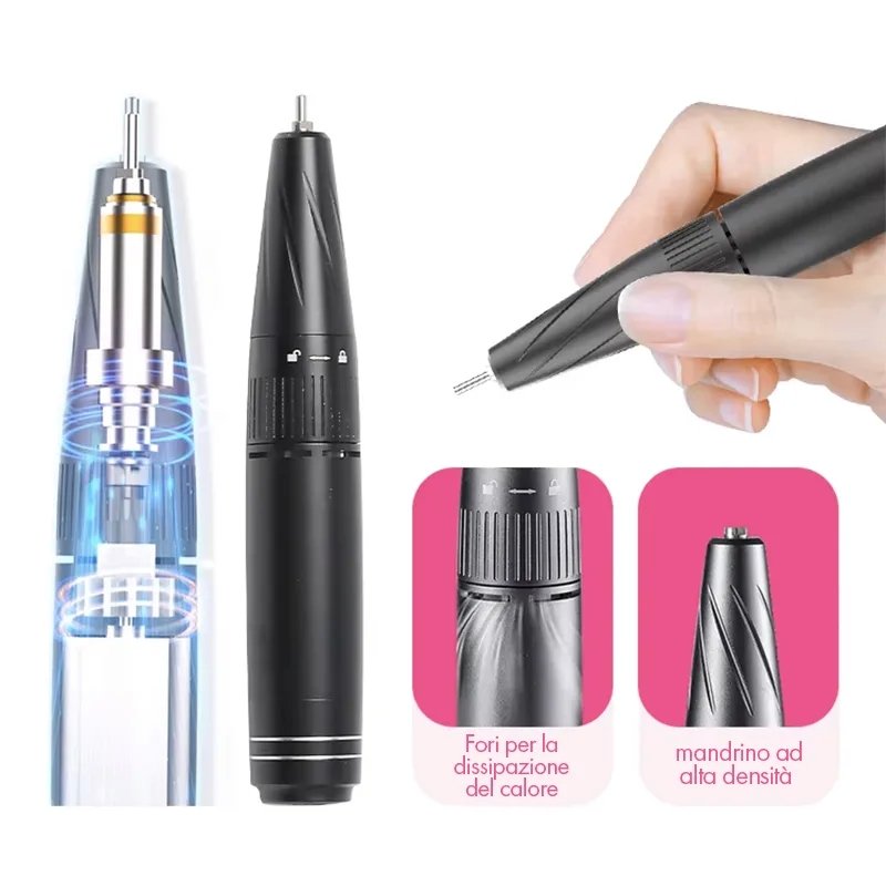 Fresa Elettrica Professionale per Manicure – 40.000 RPM, Design Cordless