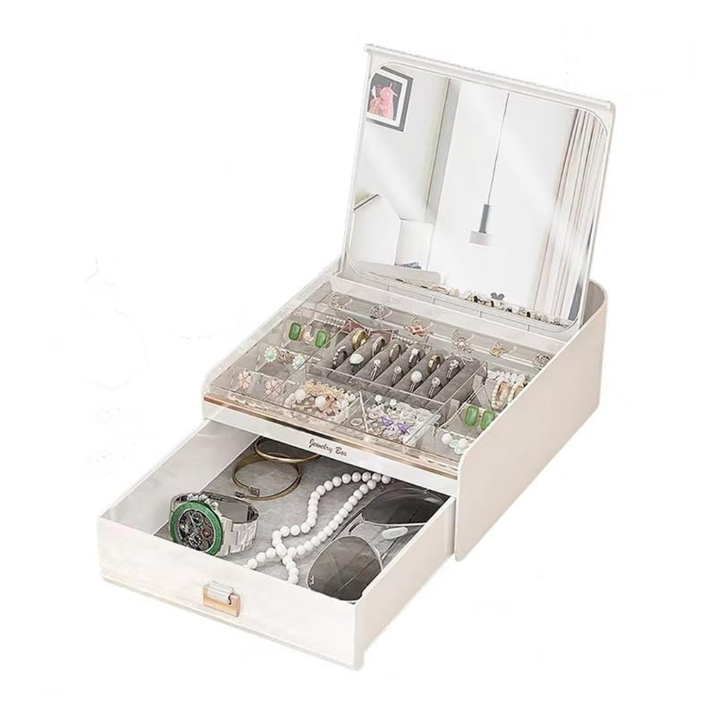 Portagioie Organizer Gioielli con Cassetto, Scomparti e Specchio