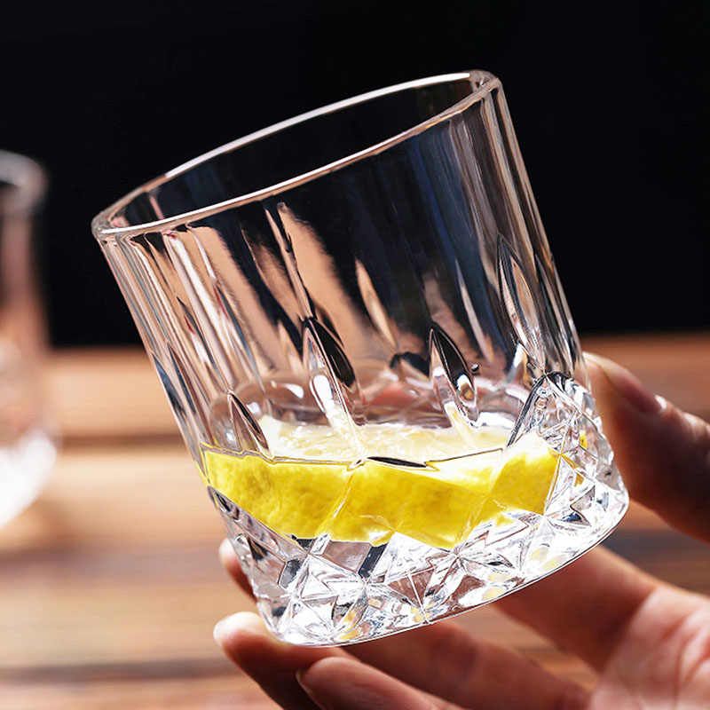 Bicchieri da Whiskey in Vetro Inciso Set da 4