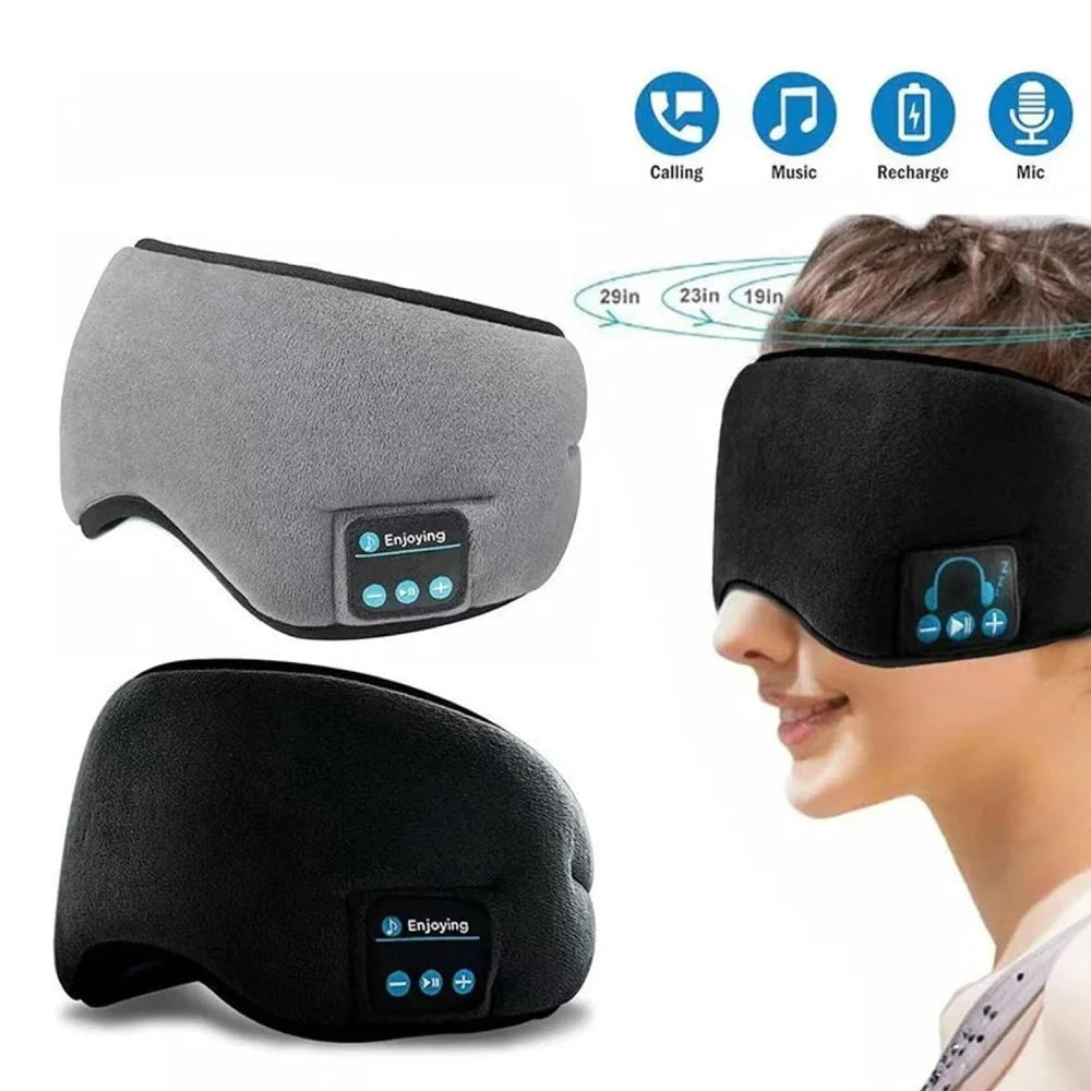 Maschera per Dormire con Audio Bluetooth e Blocco Luce
