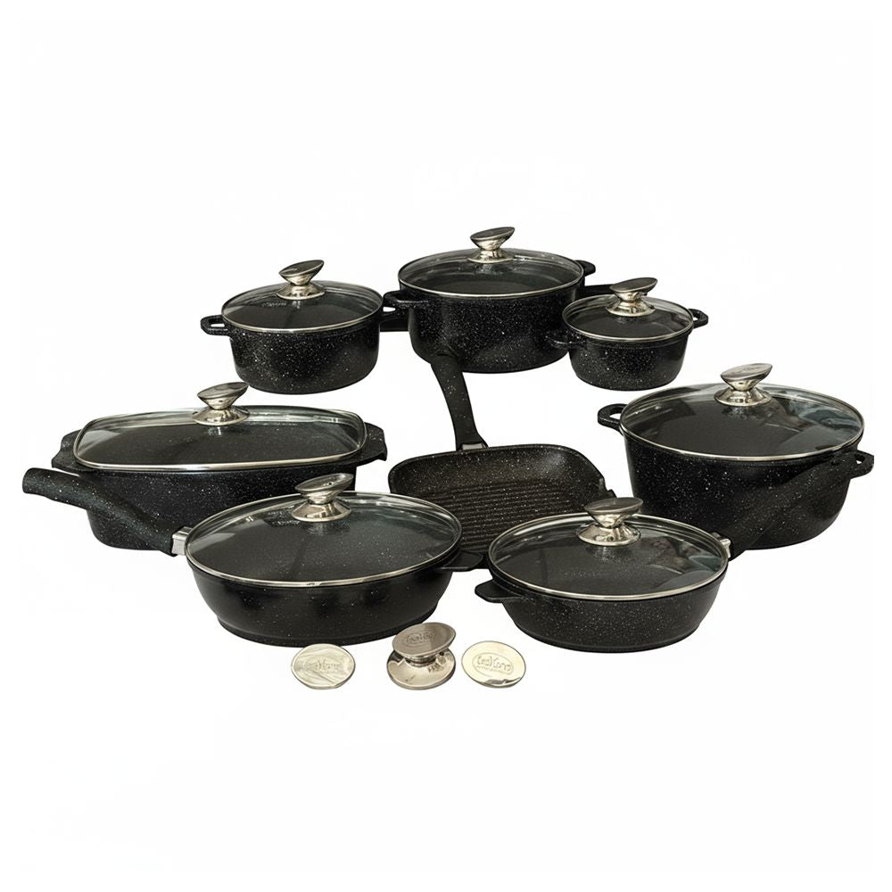 Set Completo da 26 Pezzi Pentole e Padelle Antiaderenti con Coperchi in Vetro per Cucina a Induzione