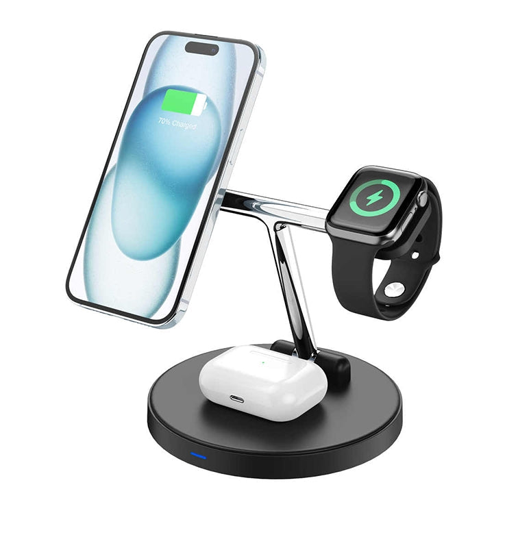 Caricatore Magnetico 3 in 1 15W – Ricarica Rapida Smartphone, Smartwatch e Auricolari