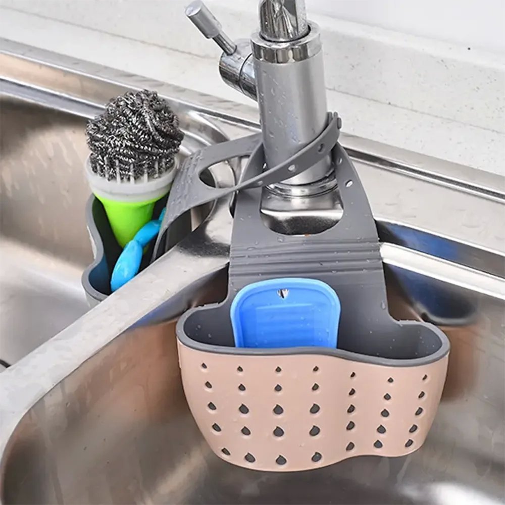 Organizer Portaspugna Cestello Regolabile per Lavabo