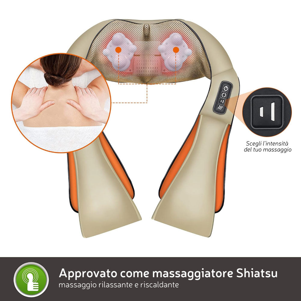 Massaggiatore Cervicale Elettrico con Tecnologia 3D, Sollievo Profondo per Collo e Spalle