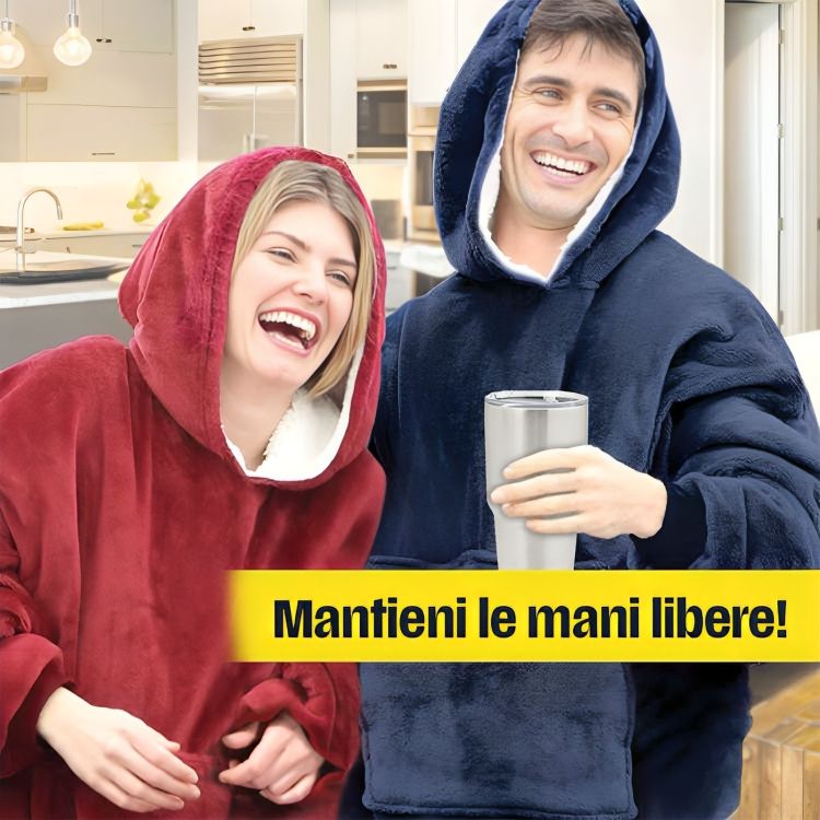 Felpa Fluffy Oversize con Cappuccio in Pile per Uomo e Donna