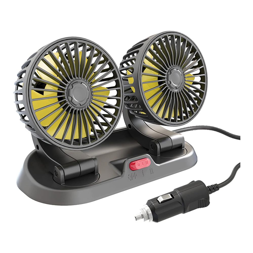 Ventilatore Auto Doppia Testa Rotazione 360° Silenzioso da Cruscotto