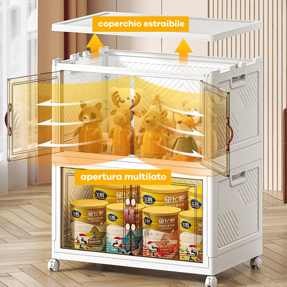 Organizzatore Pieghevole Multi-Livello con Ruote