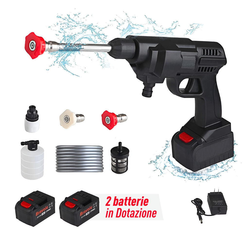 Pistola Idropulitrice a Batteria 48V ad Alta Pressione con Accessori Inclusi