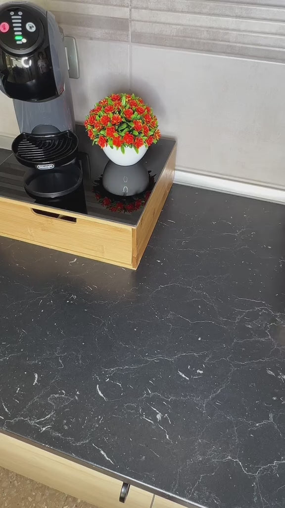 Porta Capsule Caffè 4 Cassetti in Bambù con Vetro
