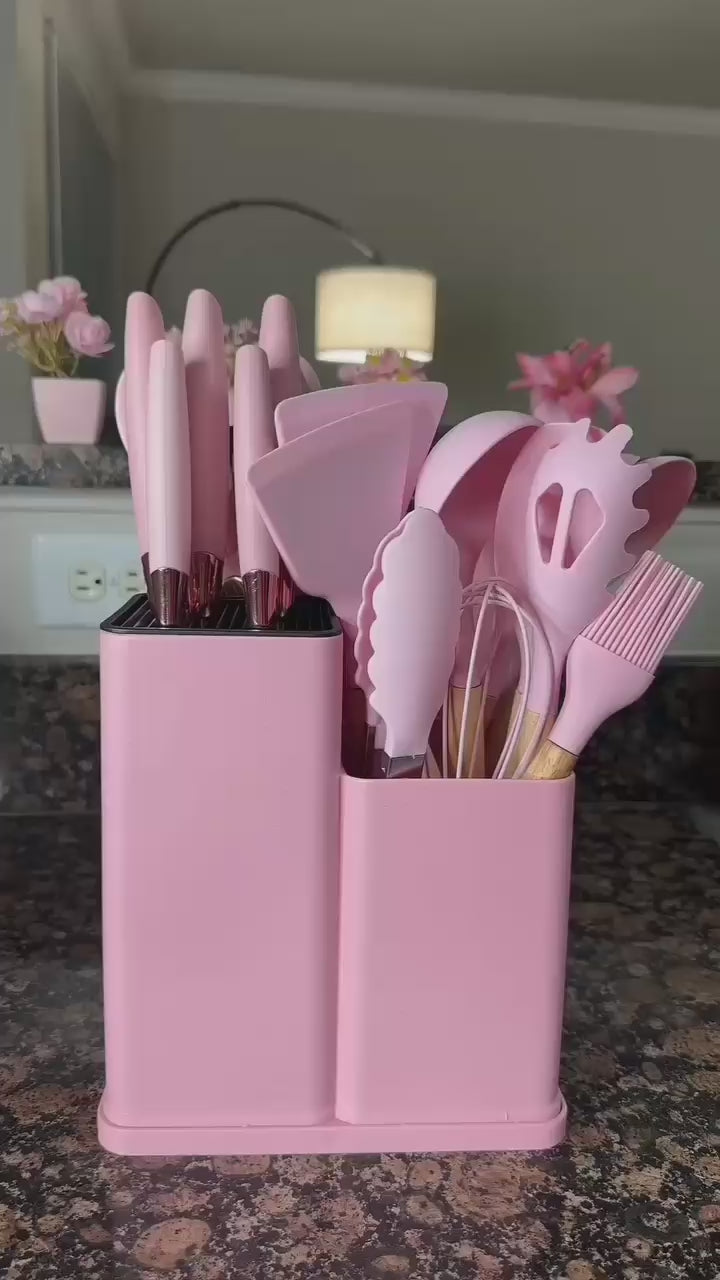 Utensili da Cucina in Silicone con Coltelli Set da 19