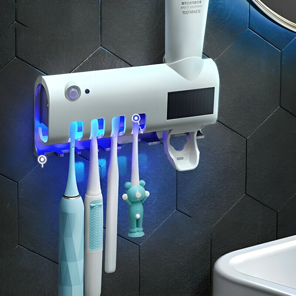 Porta Spazzolino con Dispenser Dentifricio Automatico a Parete