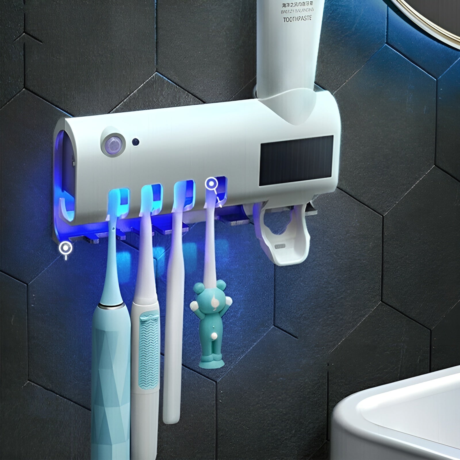 Porta Spazzolino con Dispenser Dentifricio Automatico a Parete