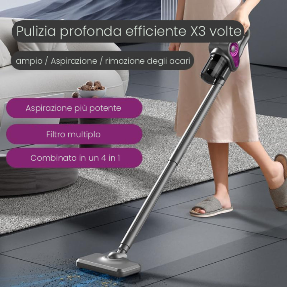 ECO FAST Aspirapolvere senza fili 4 in 1 per pavimenti duri e peli animali
